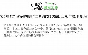 (C#)SSH.NET sftp常用操作工具类代码(连接,上传,下载,删除,移动)