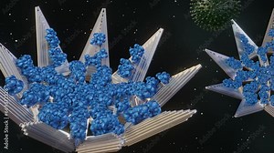 DNA origami technology have been able to engulf a whole virus body or known as molecular virus trap 3d rendering