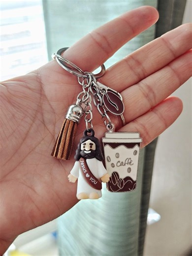 Jesus & Coffee Keychain - Etsy