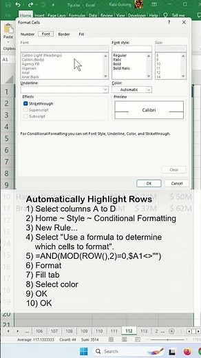 Apply color to alternate rows or columns in Excel - Excel Tips and Tricks #shorts #fyp