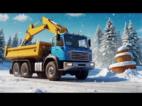 Construction Vehicles Clear the Snow | Construction Vehicles Song for Kids