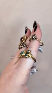 Antique Iberian dream rings in perfect holiday colors! Seen at Spare Room Antiques during NYCJAOS. See more from this event: https://diamondsinthelibrary.com/nycjaos-autumn-2025/ | Diamonds in the Library