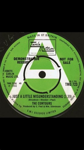 The Contours - Just A Little Misunderstanding - UK Tamla Motown Records Demo released 09.01.70