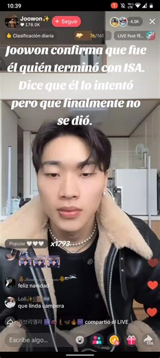 Joowon confirma que él fue quién terminó con ISA. Al final dice que estuvo con ella por números, pero eso solo fue para los haters que lo atacan. #viral #fyv #relacion #ratitas🐭 #joowon