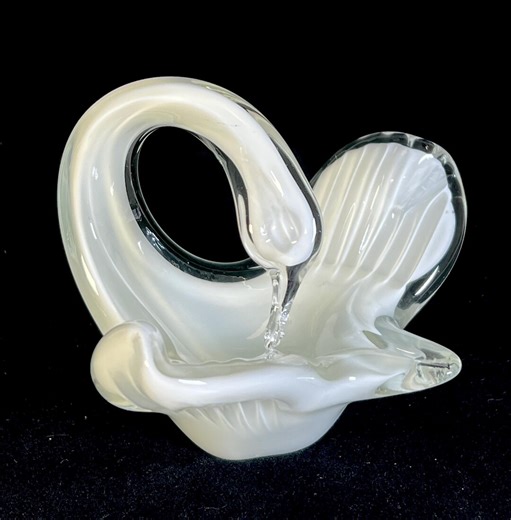 MCM Small White Art Glass Swan Basket Form - Etsy
