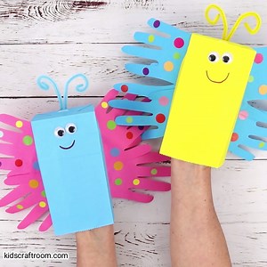 6.5K views · 262 reactions | These Butterfly Puppets are so cute. we love the handprint wings! See the full details here: https://kidscraftroom.com/paper-bag-butterfly-puppet-craft/ | Kids Craft Room | Facebook