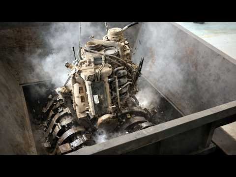 Extreme Giant Shredder Destroys Hard Metal Engine And Motorcycle! Metal Shredding Machine