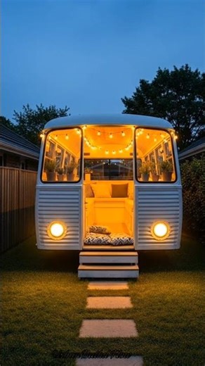 Built a Cozy Backyard Bus Cabin From Scratch (Insane Transformation)