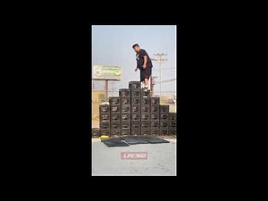 Big guy falls from milk crate challenge