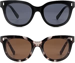 2 Pack Reading Sunglasses for Women Classic Reader Sunglasses Outdoor Full Lenses Magnifying Sun Readers UV Protection（BK+DT 1.50）