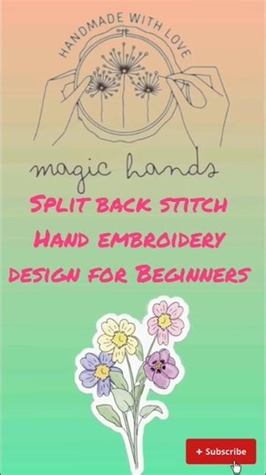 split back stitch hand embroiderydesign for Beginners#splitbackstitch #embroidery #beginnersstitch