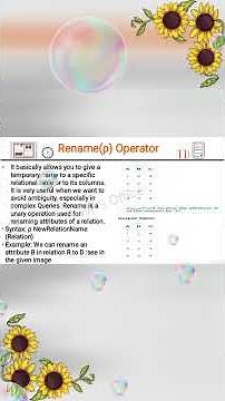 Basic operators in relational Algebra #dbms #bca #shorts #relationalalgebra