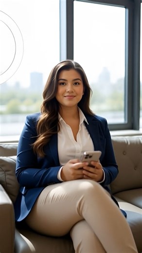 Plus Size Boss Lady in Navy Blazer & Beige Trousers 🔥 Office Outfit Idea 2025 #PlusSizeFashion