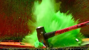 Watching paint cans explode in slow motion is oddly magnificent