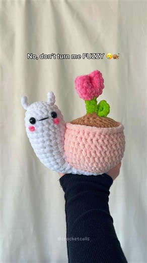 No, don’t turn me fuzzy🥲🐌 Pattern by me, available on my Etsy and Website 🌷✨ #crochet #amigurumi #plushies #crocheting #amigurumis