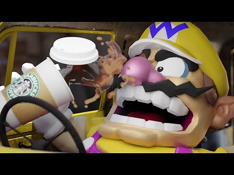 Wario dies in a car crash after spilling coffee on his lap (Animated)