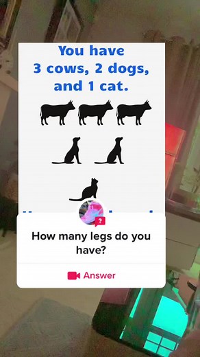 Puzzle Game: Count the Legs of 3 Cows, 2 Dogs, and a Cat