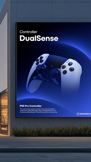 Designer world on Instagram: "Elevate your game, elevate your design! ✨ Here's a peek behind the scenes of my latest poster creation featuring the incredible PS5 Pro Controller. I dove deep into every curve and highlight to bring out its premium aesthetic. Which detail is your favorite? Graphic design, Poster design, minimal design, Typography, Design process, Creative Design, Design process #ps5procontroller #playstation5 #controllerdesign #gaminggear #designprocess #graphicdesign #posterdesign