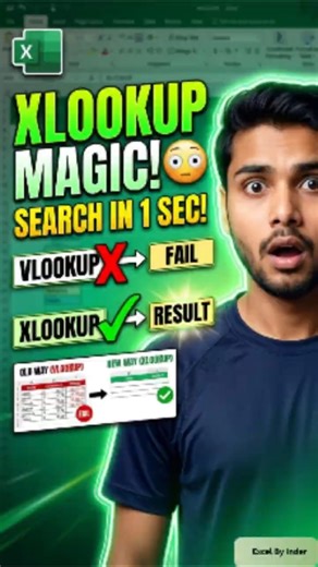 👉 XLOOKUP 🔥 Excel Trick | 5 Sec me Data Find 😳 #Shorts
