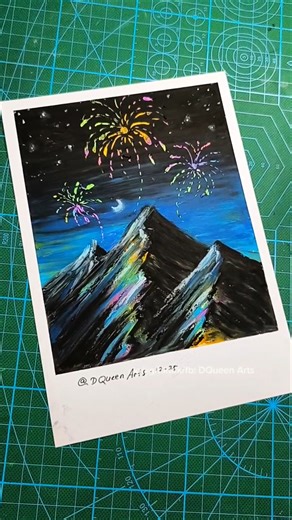 How to draw a mountain with fireworks using oil pastels 🗻🎇#art #drawing #drawingtutorial #howtodraw