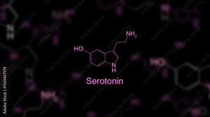 Visual representation of serotonin molecular structure highlighting its significance in mental health and wellness Stock Video