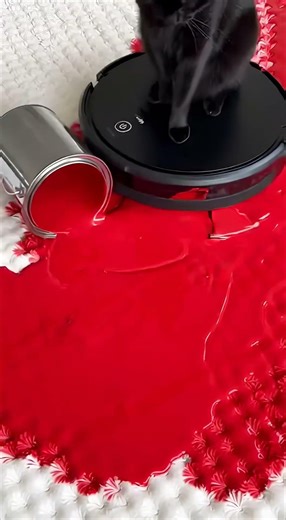 Cat and Roomba Create a Paint Disaster in Living Room | Epic Mess