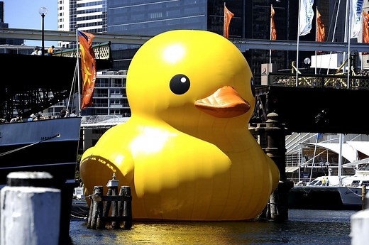 Giant rubber duck sails down Hong Kong harbour
