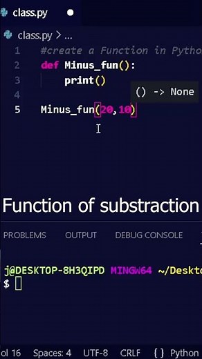 Substraction of two number in Python #viral #viralvideo #shortvideo #sorts #python #substraction