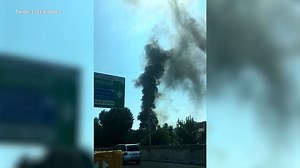 Smoke rising from Bologna airport explosion