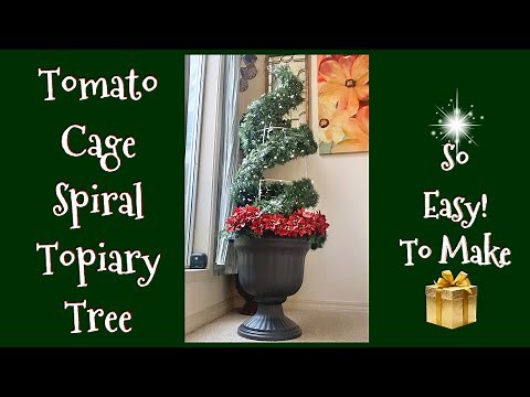 DIY 5 ft Tall Tomato Cage Spiral Christmas Topiary Tree