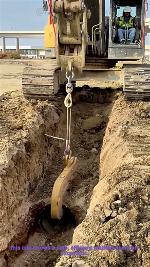 Pipeline Removal Hack: Excavator Safely Lifts Buried Pipe From Trench