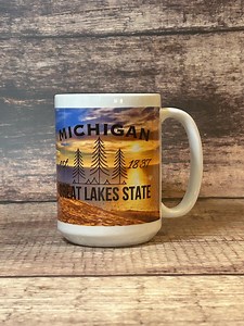 15 Oz. "michigan Great Lakes State" Mug - Etsy