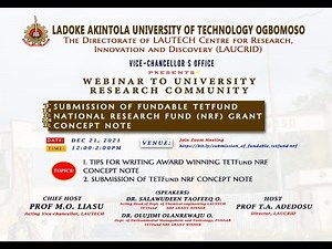 TIPS FOR WRITING AWARD WINNING TETFUND NRF CONCEPT NOTE|| DR OLUJIMI OLANREWAJU O. ||LAUCRID