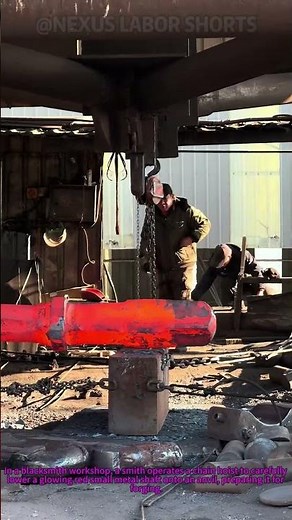 Blacksmith Forging: Shaping Small Metal Shafts in Workshop
