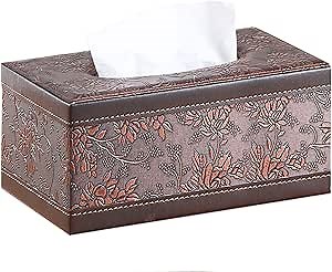 Leather Tissue Box Cover Rectangle,Tissues Box Holder Modern Rectangular Facial Paper Towels Organizer,Box Tissue Dispenser Decor Accessories for Bathroom NightStand Coffee Table Desk Home Office.