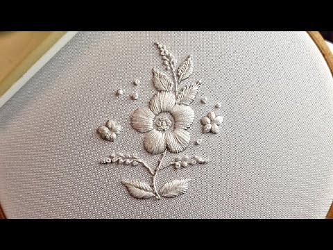 White Work Embroidery Flower Mix Stitches for Beginners