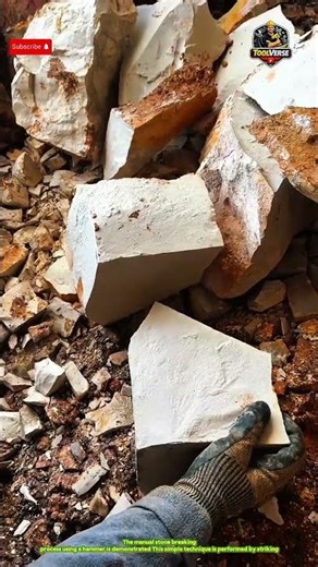 Effective Manual Stone Breaking Technique Using a Hammer #constructiontools