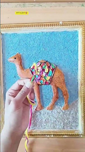 #art #how#to#make#a#camel#out#of#putty#in#a#broken#mirror#frame#diy#idea💡😃