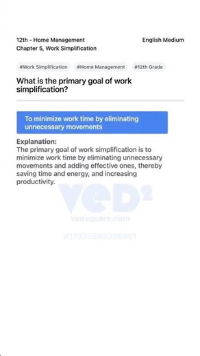 Work Simplification in Home Management 12th Grade