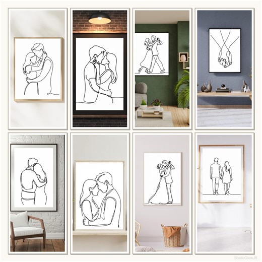 Minimalist Couple Line Art Bundle (set of 8) - Etsy