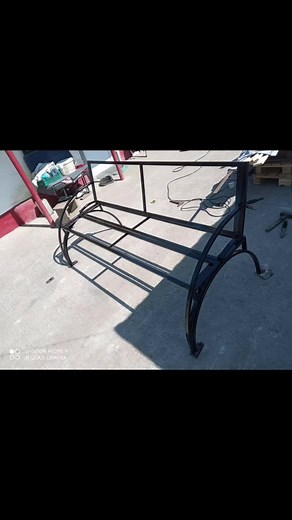 Unique Curved Design Black Metal Bench for Outdoor Spaces
