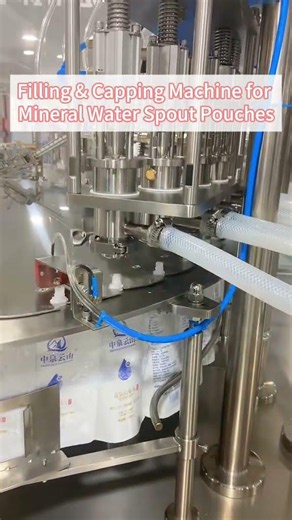 Filling & Capping Machine for Mineral Water Spout Pouches | Automatic Spout Pouch Packaging Machine