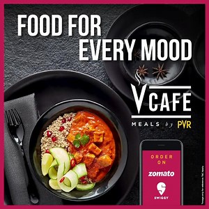 Say ‘GoodBye’ to hunger! With “V Café - Meals by PVR”. Now enjoy fresh and wholesome menu consisting of classic meal box, extra-long hot dogs, signature burgers, homemade pizzas, gourmet sandwiches and much more. Available for delivery in select locations in Ahmedabad, Bangalore, Chandigarh, Chennai, Faridabad, Gurgaon, Hyderabad, Indore, Jalandhar, Kochi, Kolkata, Lucknow, Mumbai, Mysore, Nasik, New Delhi, Noida, Pune, Raipur & Surat cities. For more information visit PVR App or Website. T&C A