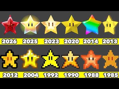 Evolution of Invincibility Super Star Game Graphics in Nintendo Games & Movies (1985-2026)