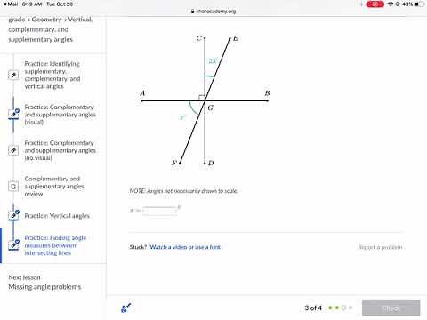 Khan Academy Tutorial: find angle measures between intersecting lines