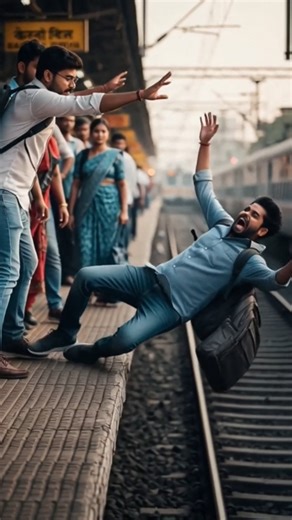 Hero Gunu Saves a Man from Danger on the Railway Track😱 #shorts #rescue