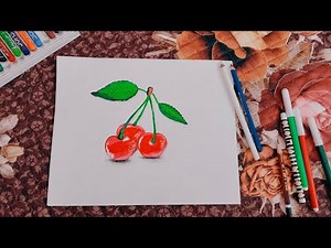 How to Draw Cherry Step by Step || Cherry Drawing Easy for Beginners || Cute Chery Drawing Tutorial
