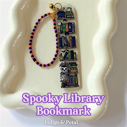 Spooky Library Bookmark | Colorful | Halloween Themed | Whimsical | Handmade | Beaded | Charms - Etsy