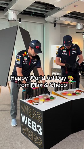 Max & Checo Painting the Red Bull F1 Car | Formula 1 Art