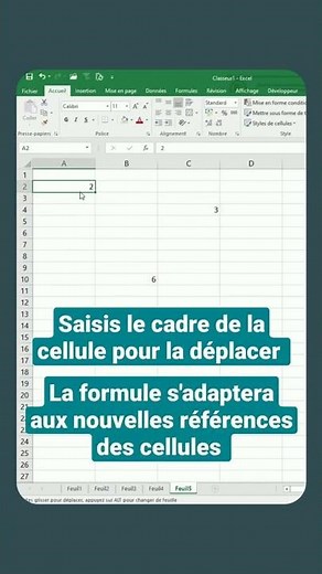 Excel : déplacer une cellule (avec formule)
